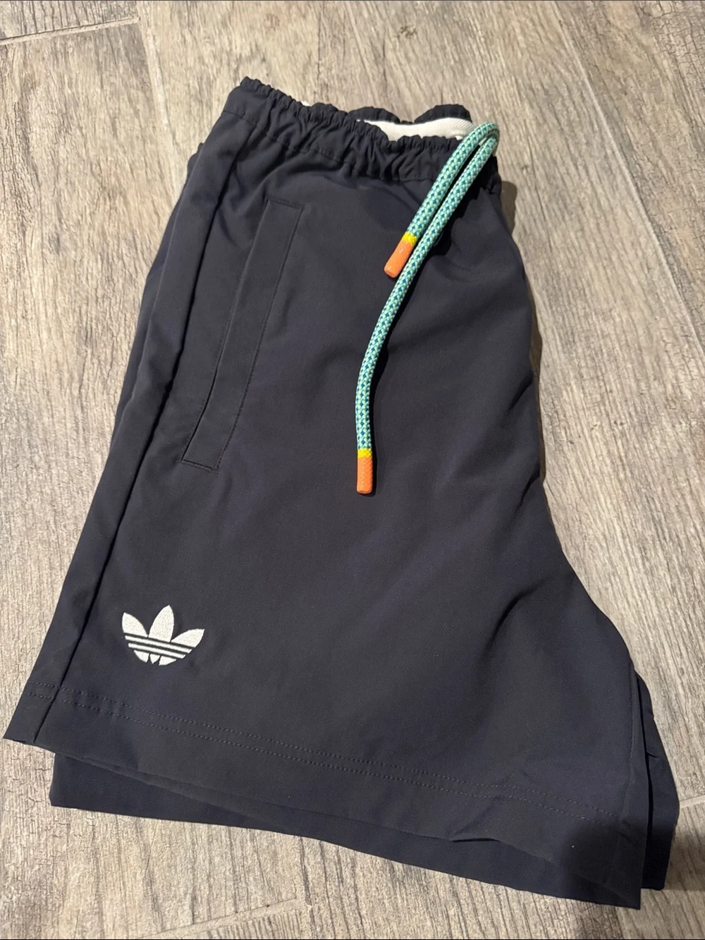 adidas Black Athletic Shorts with Mint Drawcord
